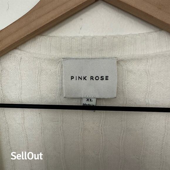 Pink Rose Women's XL Ivory Cable Knit Cardigan Sweater Long Sleeve - Picture 2 of 4